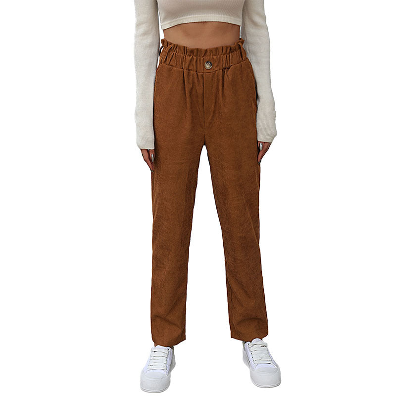 Fashion Women's Autumn New Casual Solid Color Corduroy Pants