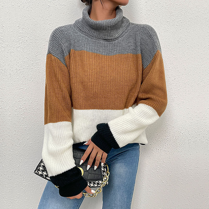 New Autumn Women's Pullover Loose Color Turtleneck Sweater