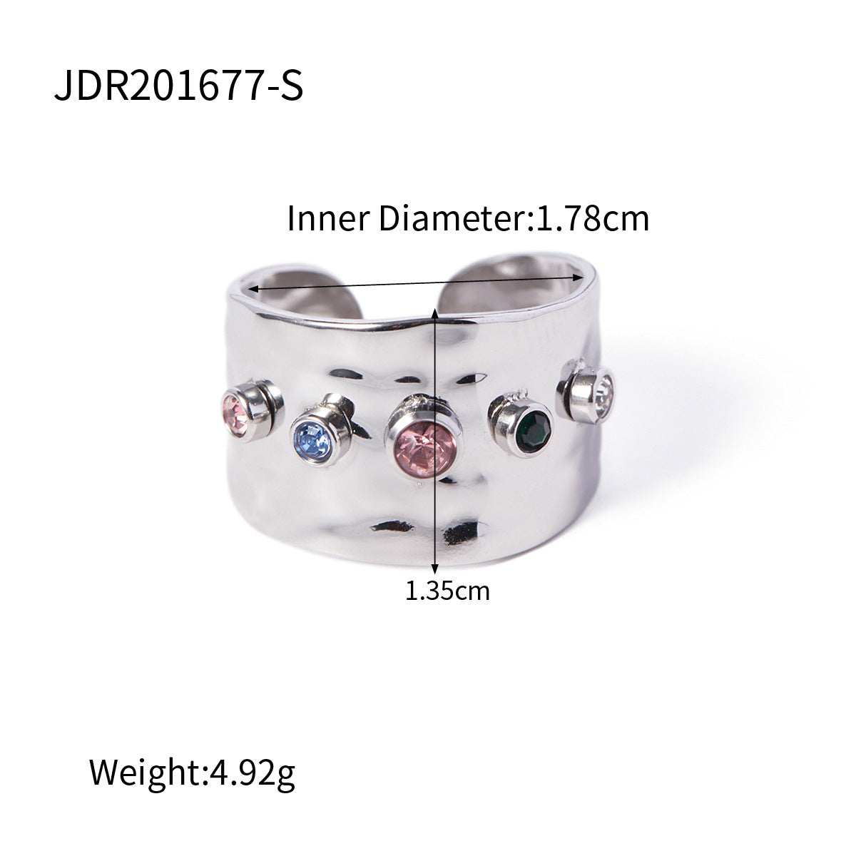 5pcs Color Zircon Open Jewelry Ladies Stainless Steel Color Personality Ring