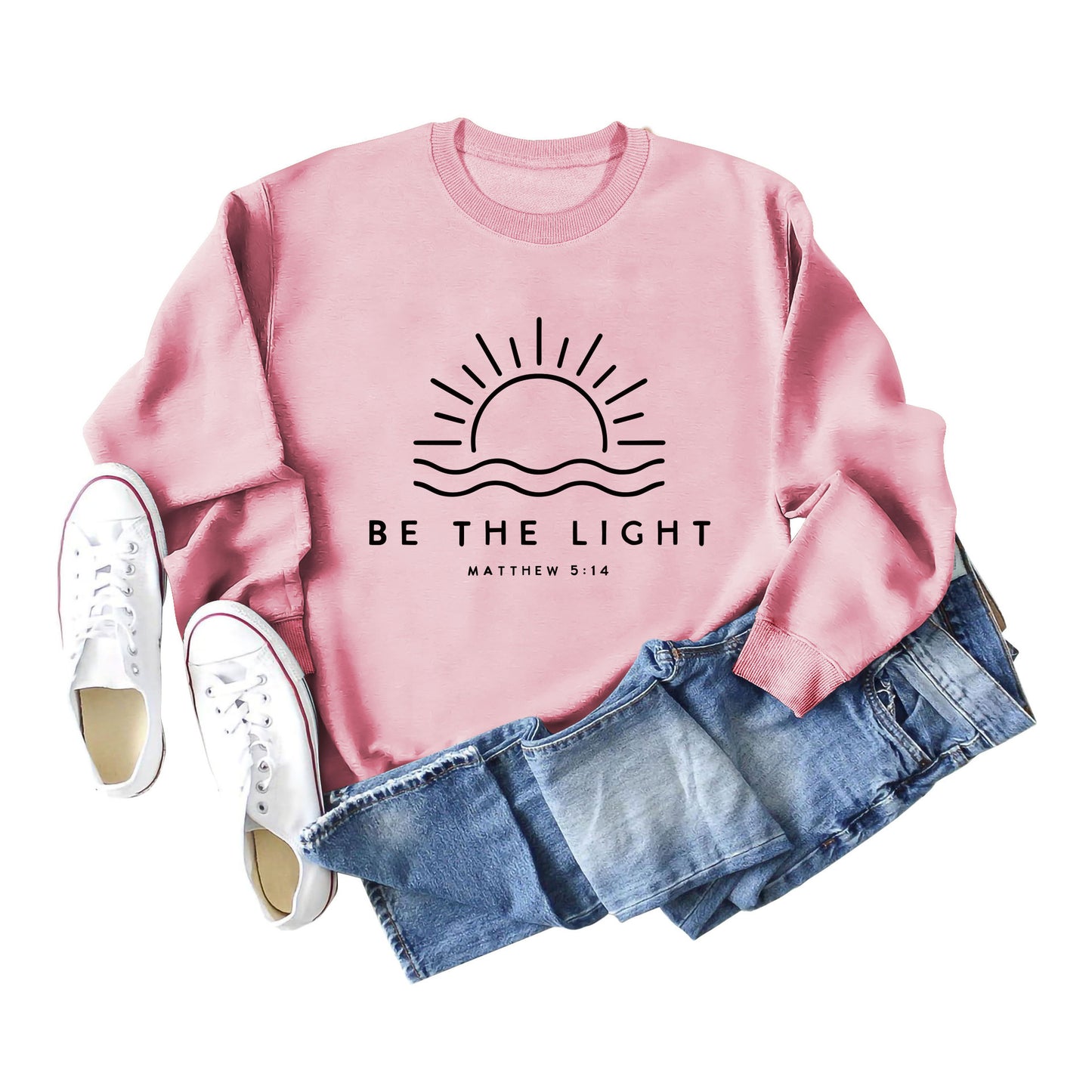 Fun Casual Be The Light Matthew Loose Long-Sleeved Hoodie For Women