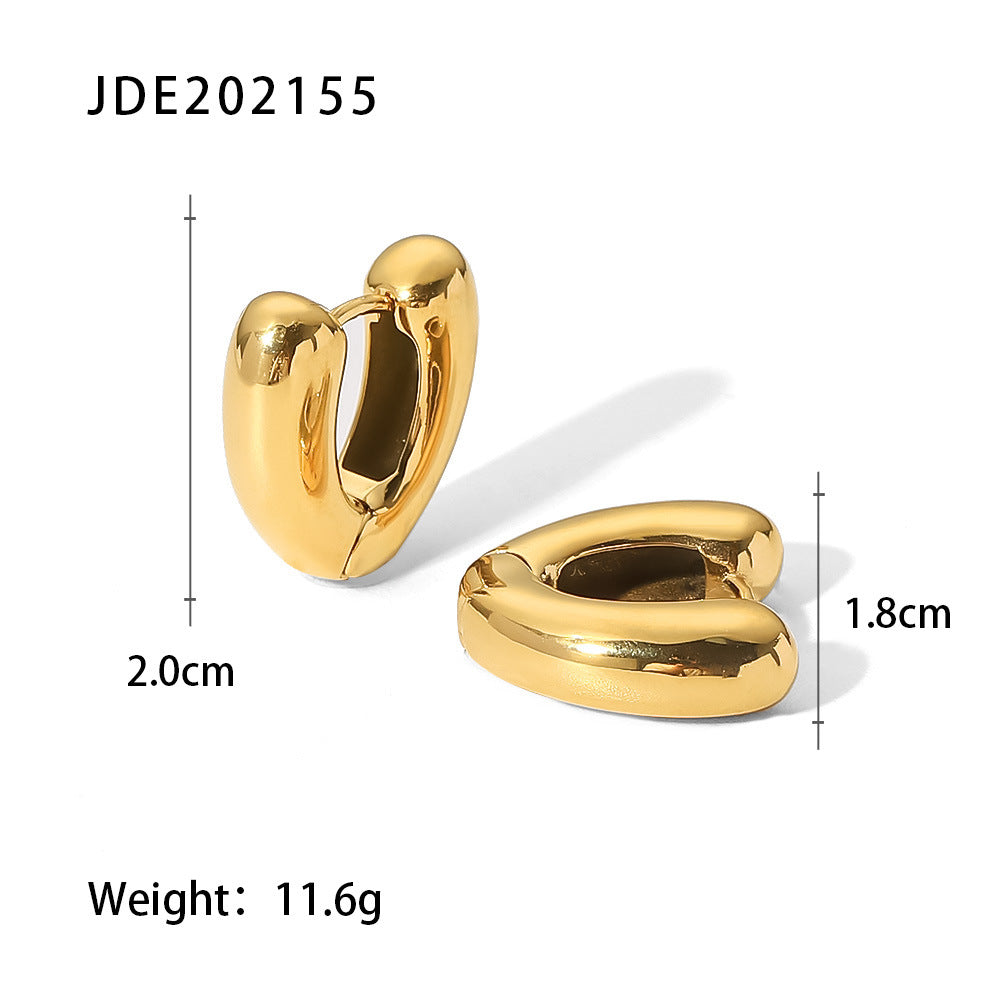 5pcs Love Geometric Titanium Steel Earrings 18K Gold-Plated Stainless Steel Women's Fashion All-Matching Earrings Earrings