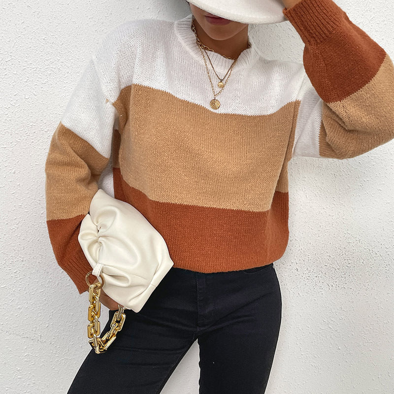 New Autumn Casual Women's Loose Color Long-Sleeved Pullover Sweater