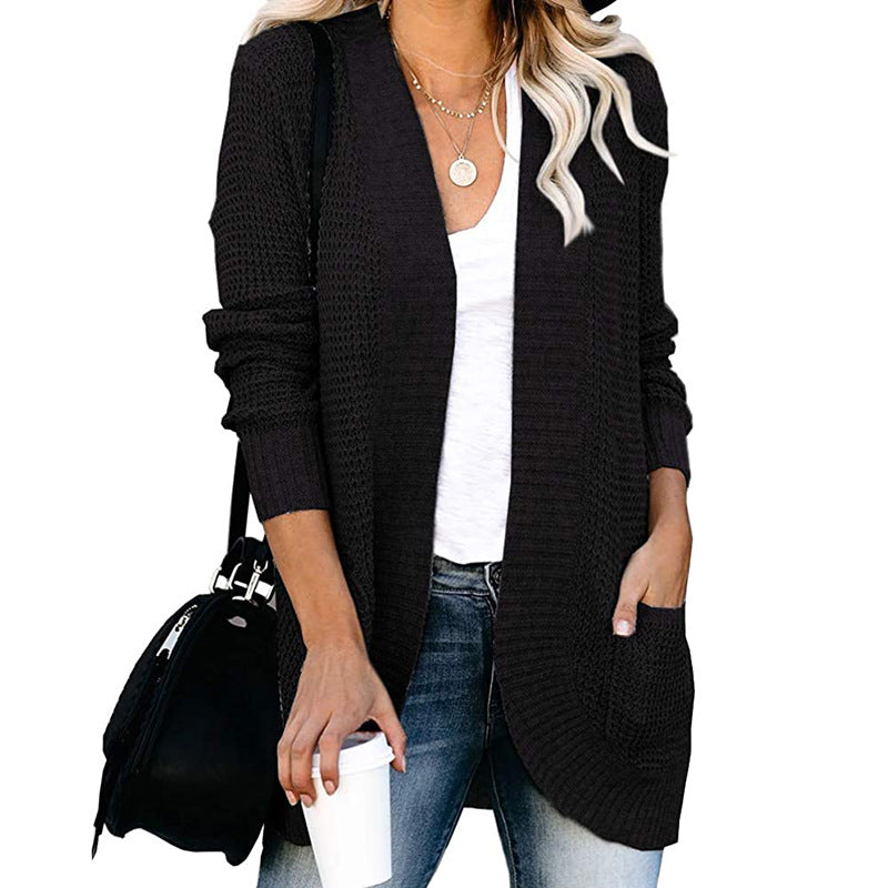 New Autumn And Winter Cardigan Women's Curved Front Knit Sweater Women