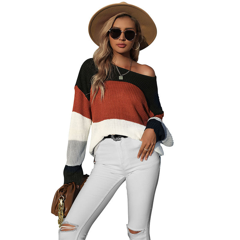 Casual Women's Long-Sleeved Mid-Long Color Sweater
