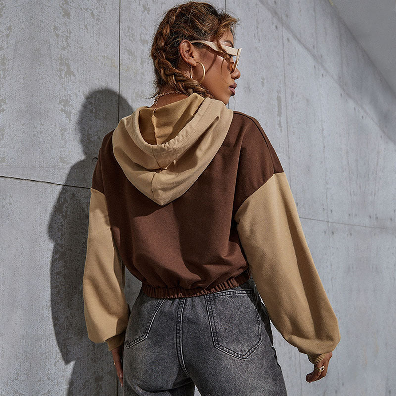 Autumn Winter Casual Letter Hoodie Top Women'S Short Hoodie