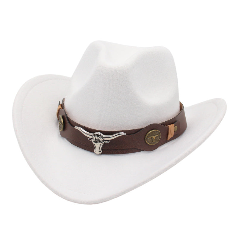 Western Cowboy Hat Ox Head Accessories Felt Hat National Wind Men'S And Women's Hats