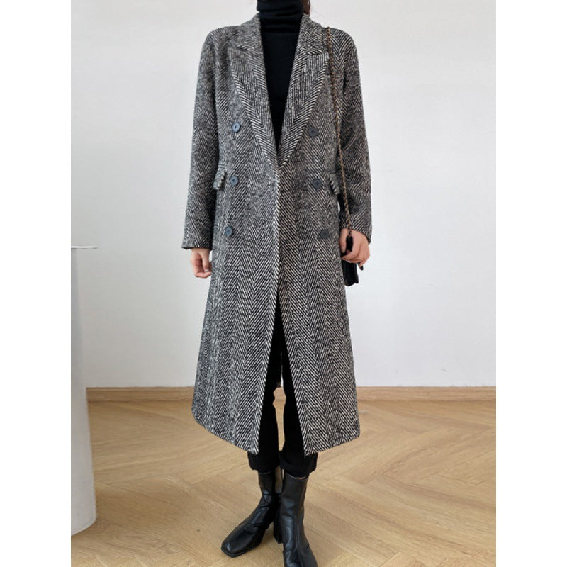Gray Wool Coat Women's New Autumn And Winter Suit Collar Wool Coat