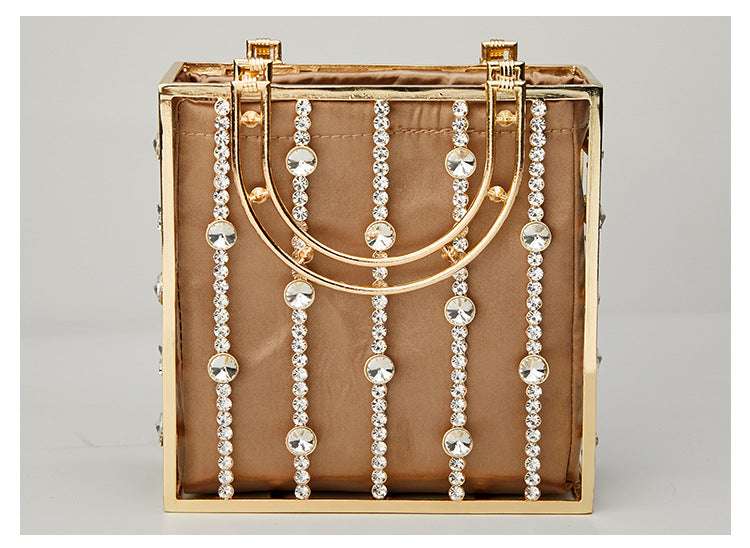 Summer New Popular Diamond-Encrusted Niche Diy Dinner Party Pearl Hand-Held Diagonal Banquet Bag