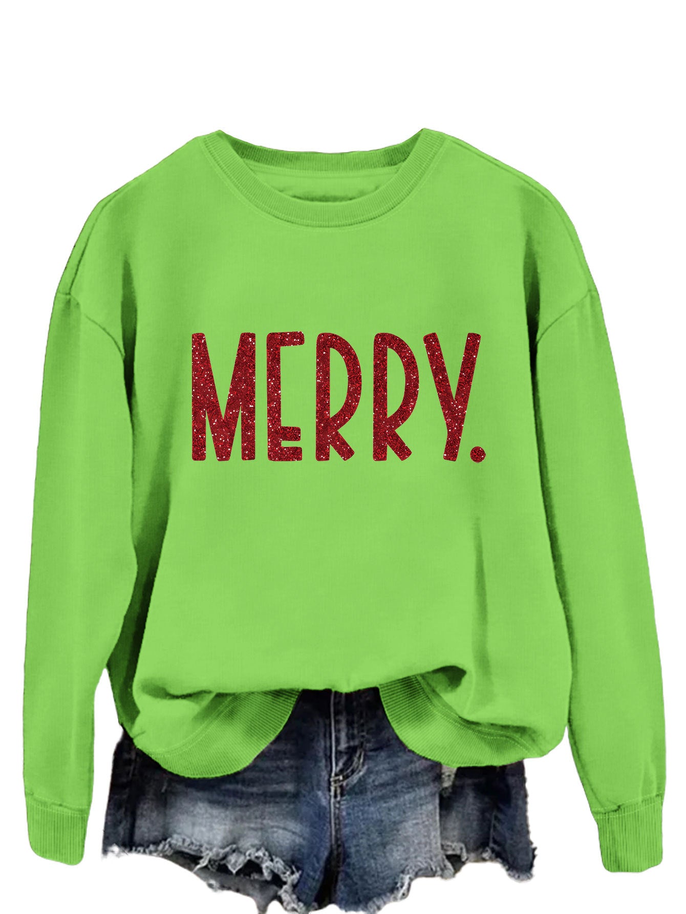 Merry Fashion Print All Round Neck Long Sleeve Hoodie