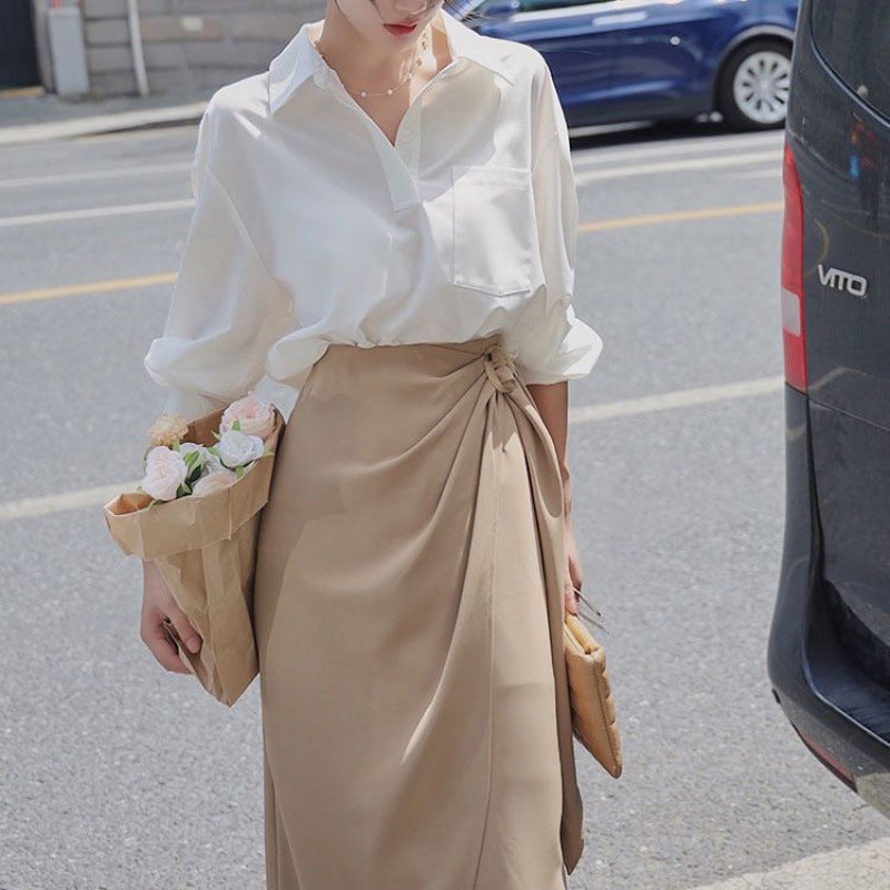 New Fashion Sense Of Shirt Skirt Set Female Meat Mask Thin Set