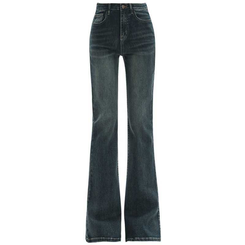 Free Mail Autumn Dress To Do Old Micro Jeans Woman Tall Long Heavy Wash Yellow Mud Retro Autumn Trousers Woman