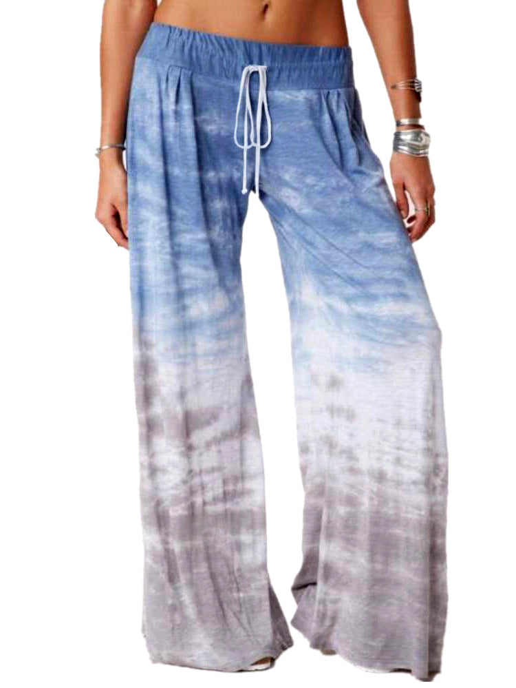 Women's Loose Gradual Color Printing Yoga Wide Leg Tracksuit Pants