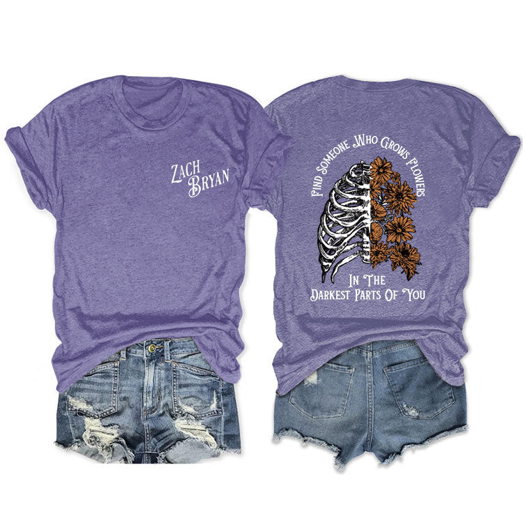 Fashion Casual Find Someone Who Grows Fun Crew Neck Summer Short Sleeves