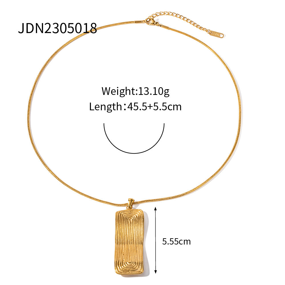 5pcs New Titanium Steel Necklace 18K Gold Stainless Steel Thread Rectangular Pendant Necklace Necklace Women's Jewelry