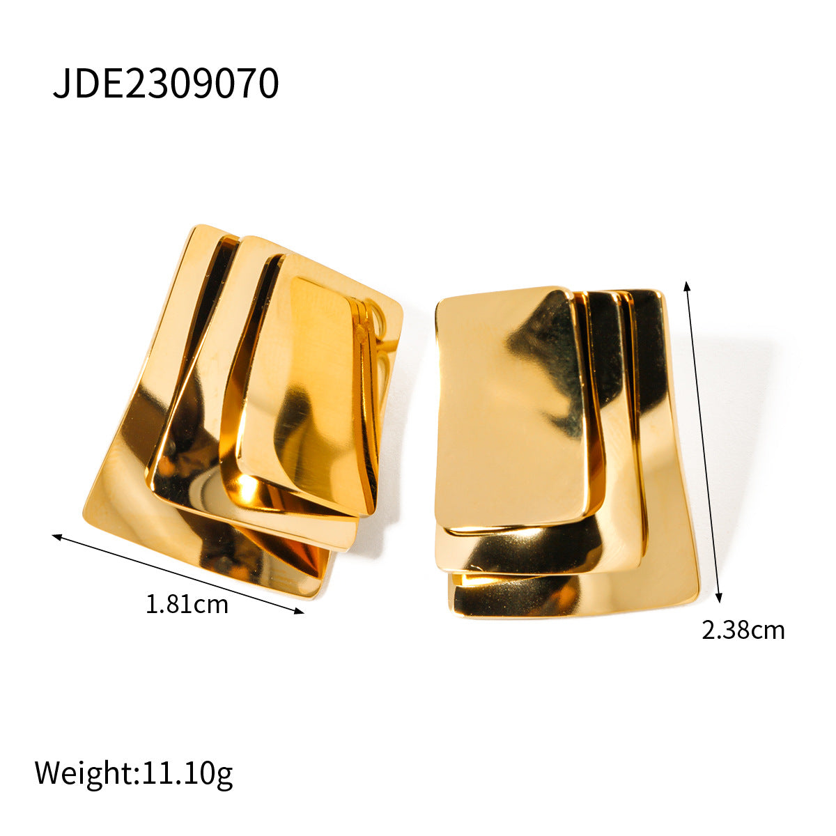 5pcs 16K Gold Stainless Steel Multi-Layer Geometric Earrings Women's Fashion All-In-One Earrings