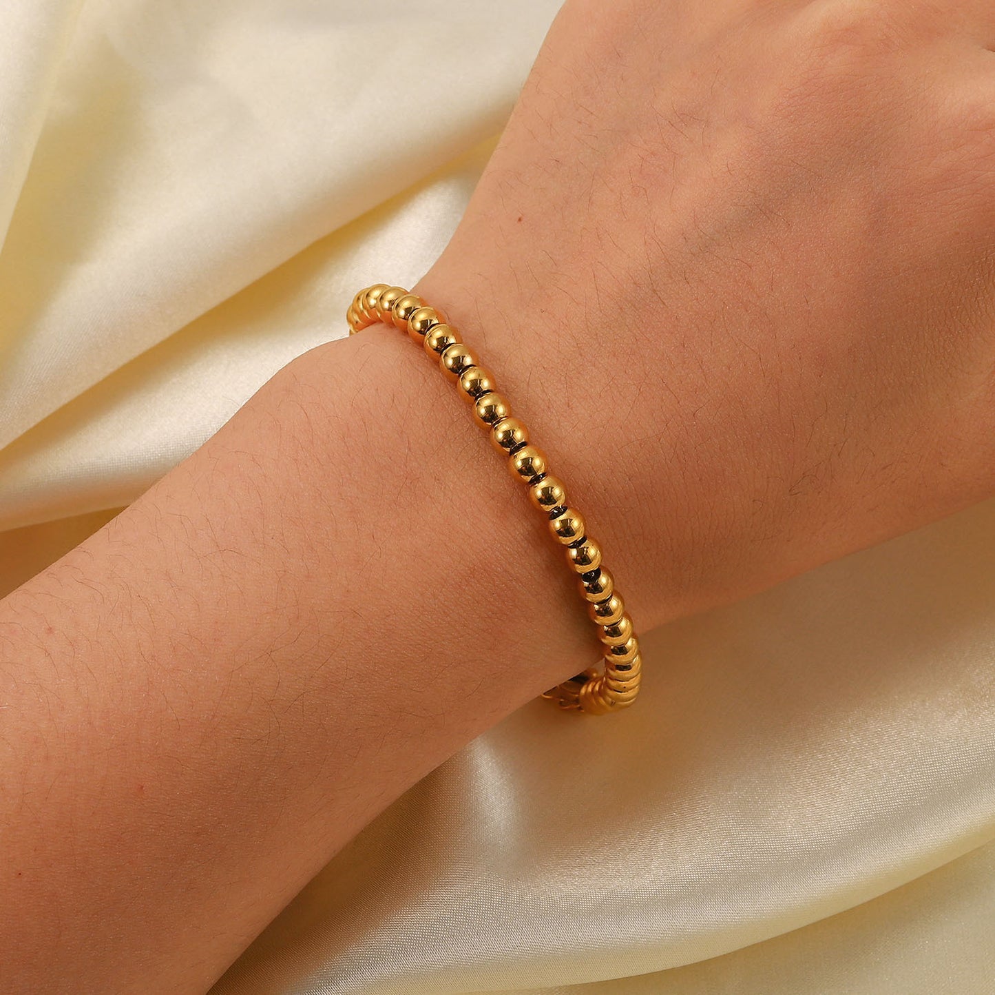 5pcs New Titanium Steel Bracelet 18K Gold Steel Ball Bracelet Stainless Steel Geometric Women's Bracelet Jewelry