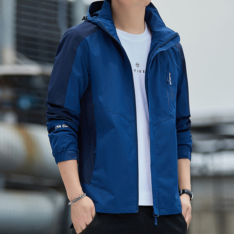 Men's New Fall Outdoor Men's Coat Detachable Hooded Waterproof Windstorm Jacket Men's Trench Coat