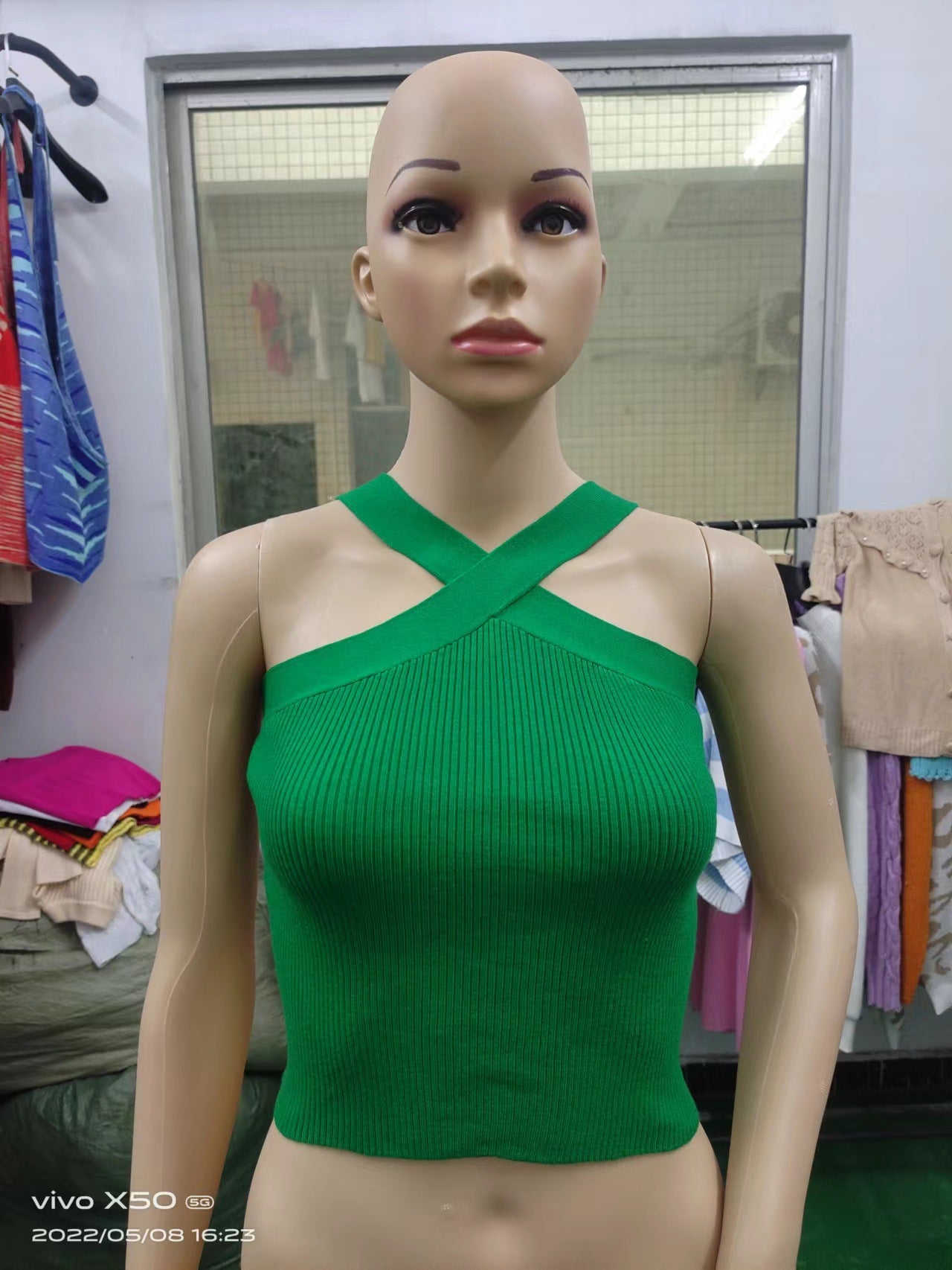 Cross-Neck Knitted Halter Small Vest Backless Tight Thin Bandage On The Chest