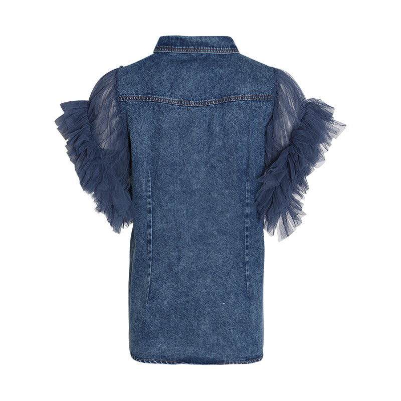 Yarn Sleeve Street Denim Vest Top Girl Spring New Girl