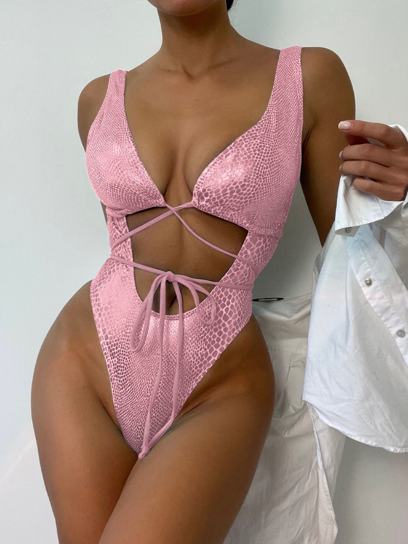 One-Piece Swimsuit Sleeveless Lace-Up Bikini For Women
