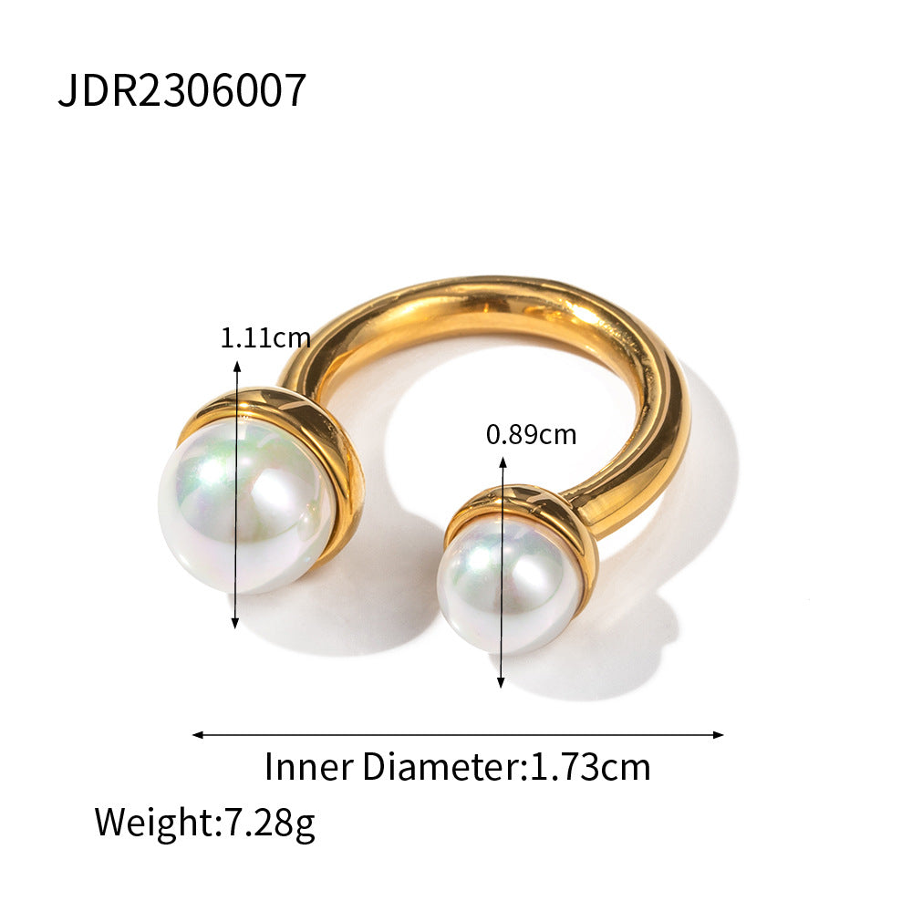 5pcs 18K Gold Stainless Steel Pearl Size Open Ring Ring Does Not Fade Ring