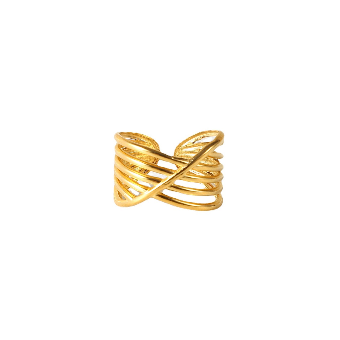 5pcs Cross Multi-Layer Line Opening Ring Titanium Steel Ring 18K Stainless Steel Ring Female