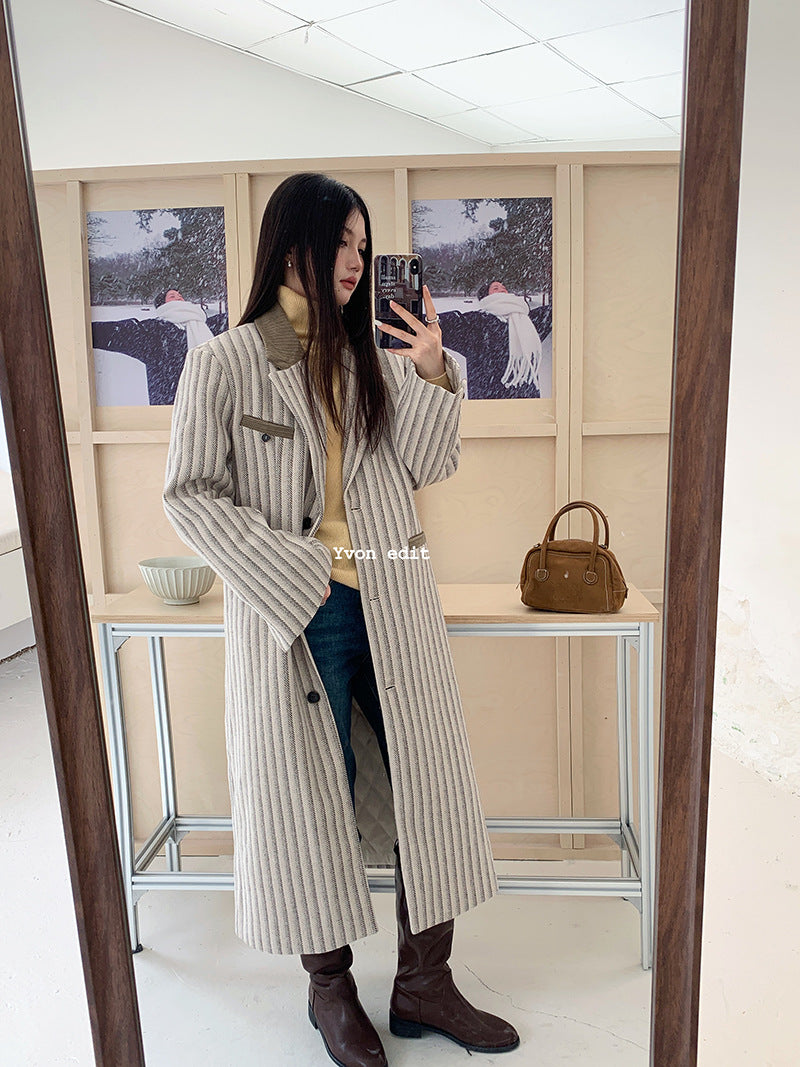 Cotton Thickened Coat Senior Sense Long Trench Coat Female