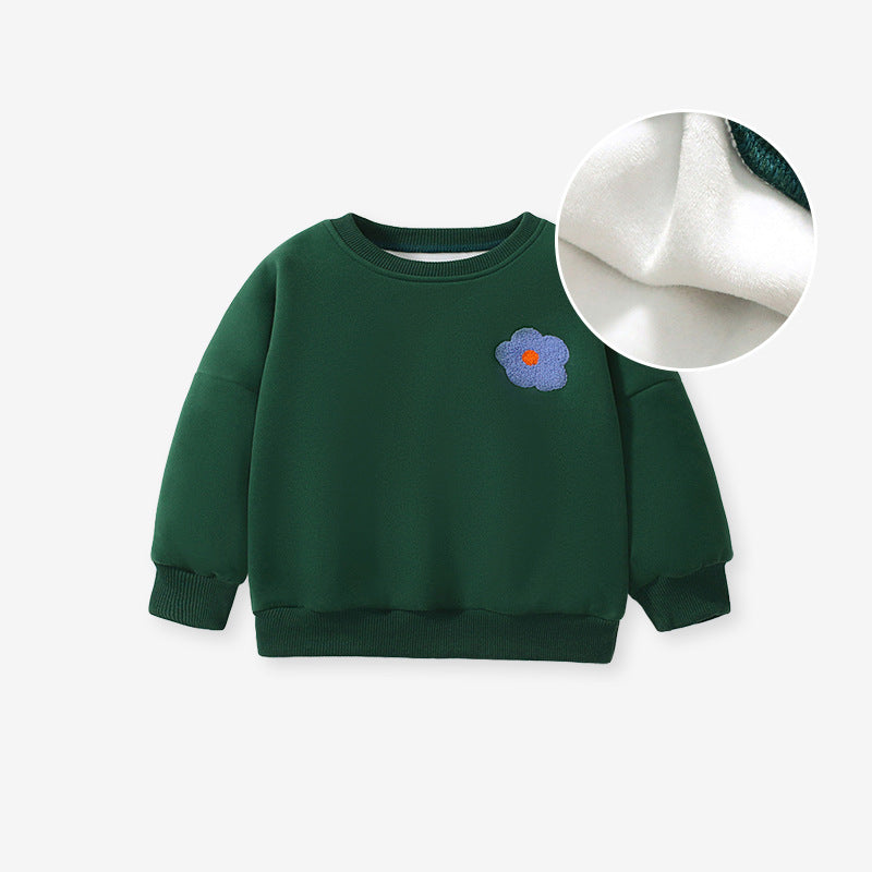 Autumn And Winter Girls' Suit Plus Fleece Long-Sleeved Children's Hoodie Suit Casual Girls' Suit