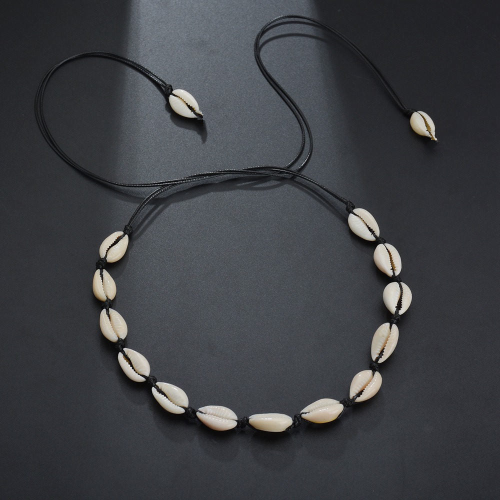5 pcs Fashion Accessories Hawaiian Stylish Casual Collar Woven Shell Short Collarbone Necklace