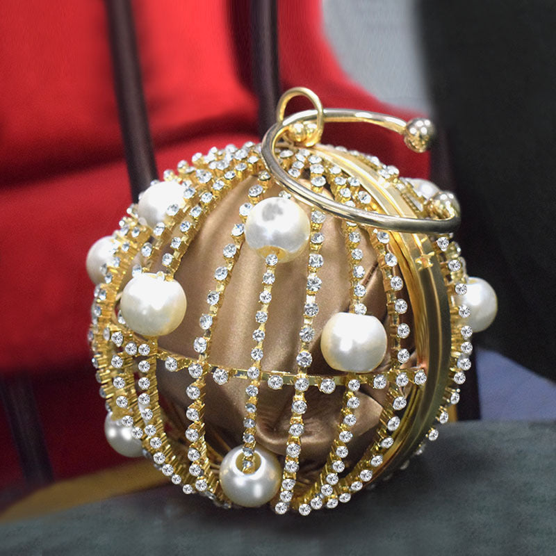 Summer New Popular Diamond-Encrusted Niche Diy Dinner Party Pearl Hand-Held Diagonal Banquet Bag