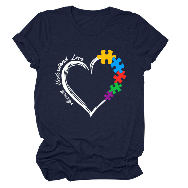 Fun Fashion Accept Understand Love Loose Casual Short Sleeves