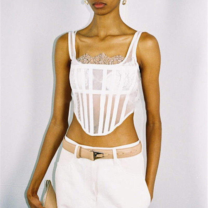 Shapewear Vest New Fashion Temperament Sexy Three-Dimensional Fishbone Corset Short Strap Top Female