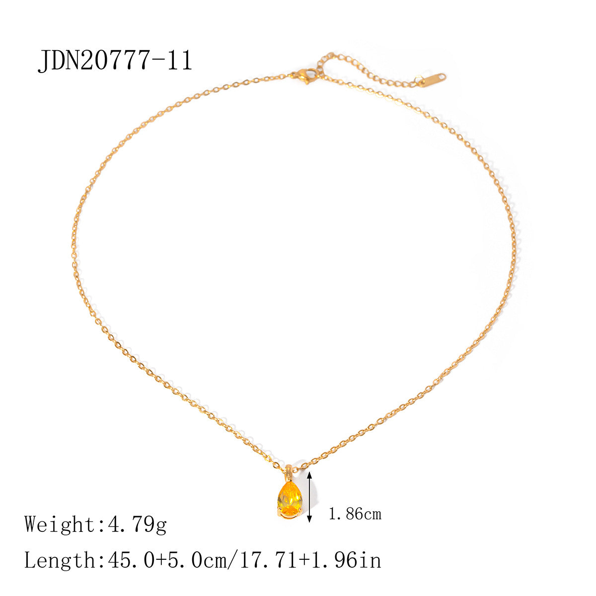 5pcs New Necklace 18K Gold Plated November Gold Zircon Drop Pendant Necklace