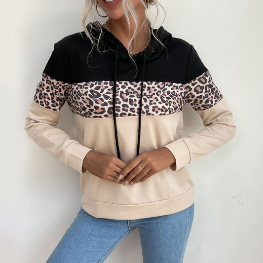 Women's Retro Leopard Print Hoodie in Autumn Colors