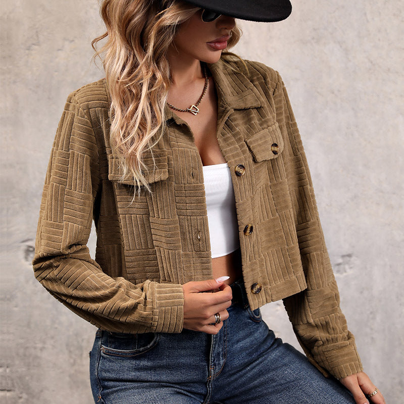 Autumn New Women's Corduroy Solid Color Women's Coat
