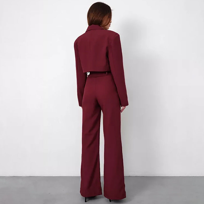 Fashion Commuter Small Suit High-Waisted Wide-Leg Pants Two-Piece Suit New Autumn And Winter Women's Wear