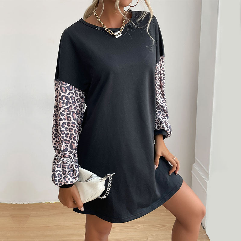 Autumn New Clothing Sets Big Swing Type Color Leopard-Print Skirt