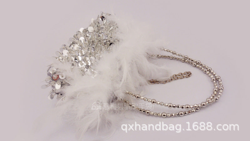 Feather Sequin Hand-Beaded Dinner Bag