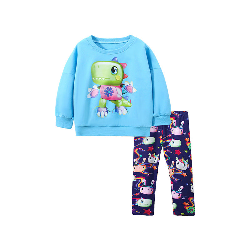 Girls Hoodie Set Autumn Cotton Long Sleeve Cartoon Girls Cute Girl Set