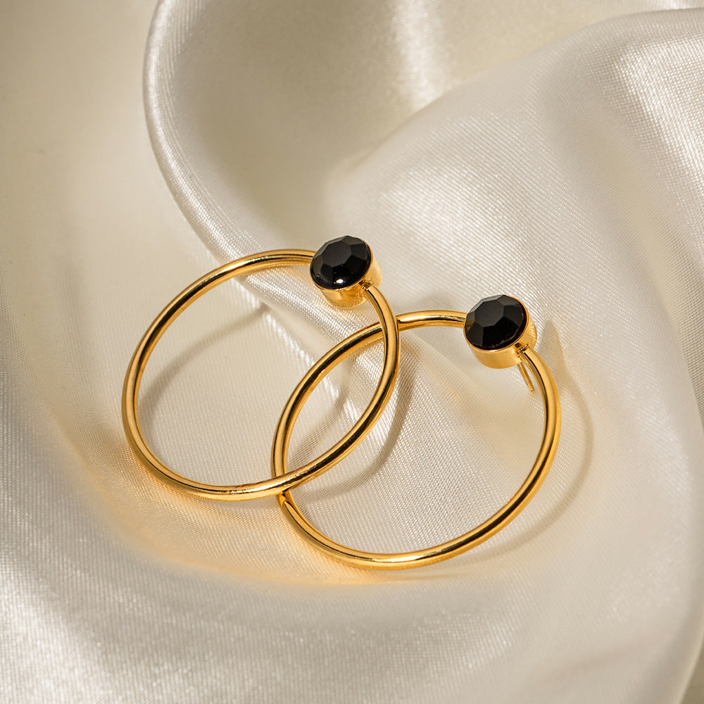 5pcs Premium Design 18K Gold Stainless Steel Cut Circle Stud Titanium Steel Earrings