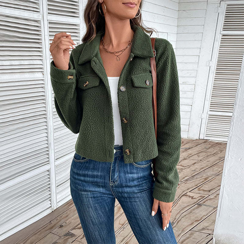 Autumn New Women's Solid Color Fleece Coat