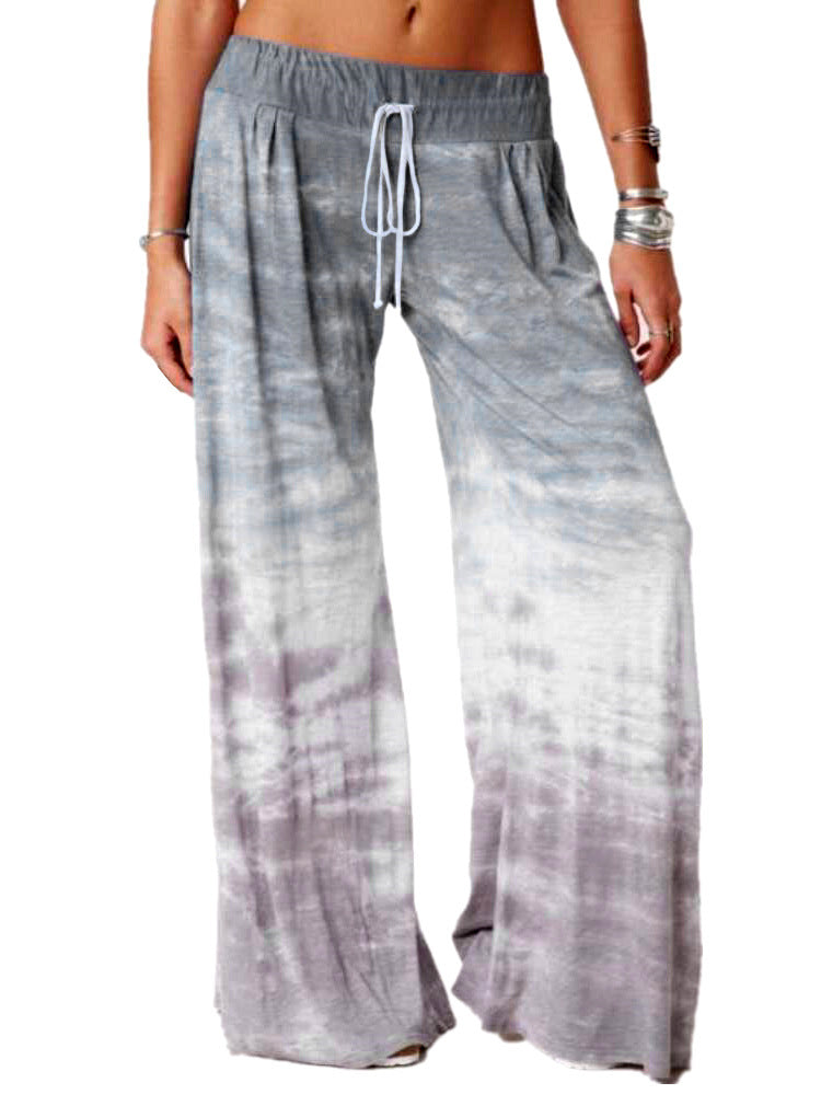 Women's Loose Gradual Color Printing Yoga Wide Leg Tracksuit Pants