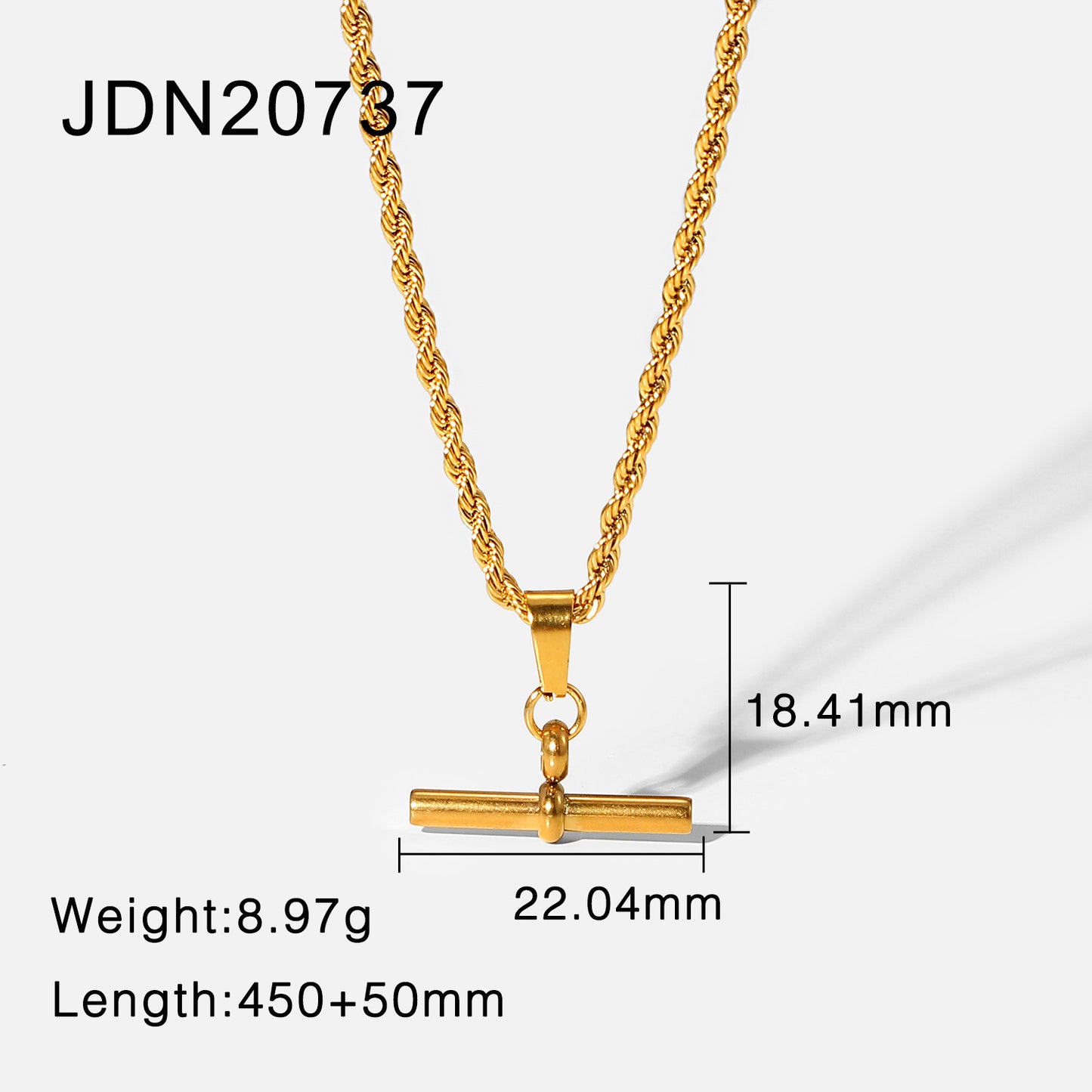 5pcs Punk Hip Hop 18K Gold Stainless Steel T-Stick Pendant Rope Chain/Figaro Chain/Cuban Chain Choker Necklace