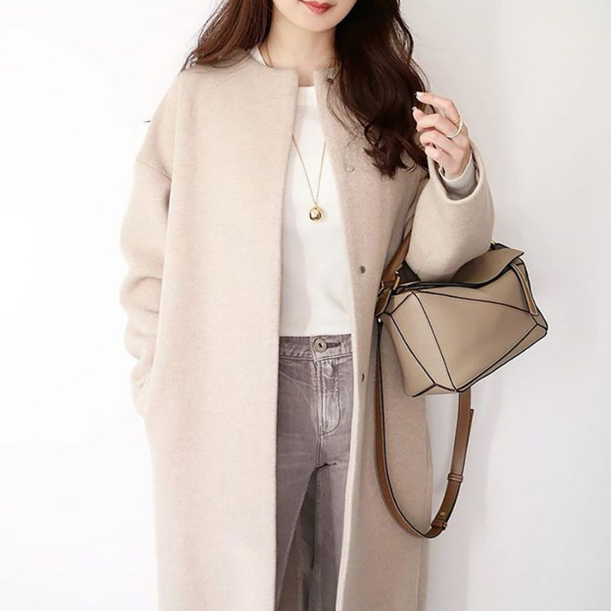 5 Color Loose Coat Female Spring New Light Mature Wind Solid Color Medium Long Coat Top