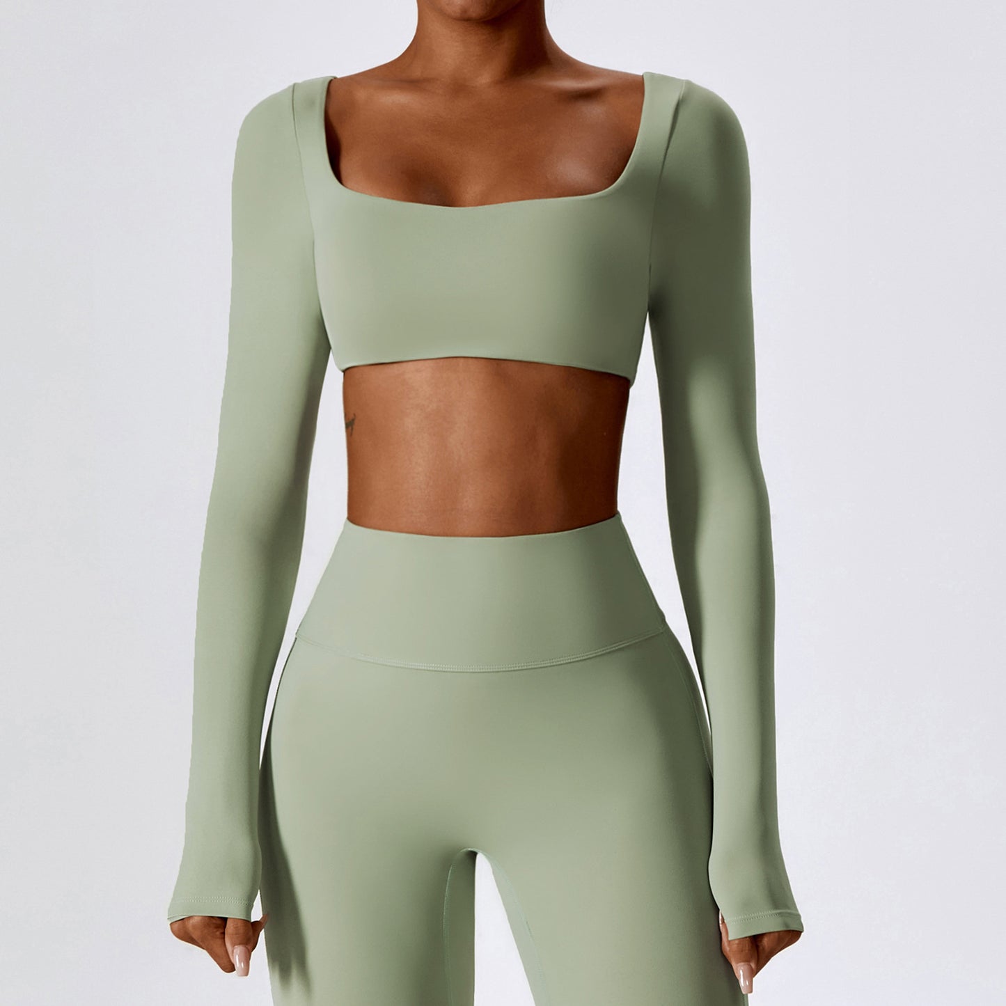 Sexy Naked Long Sleeve Yoga Clothes Outdoor Running T-Shirt Quick Drying Tight Fitness Clothes Top