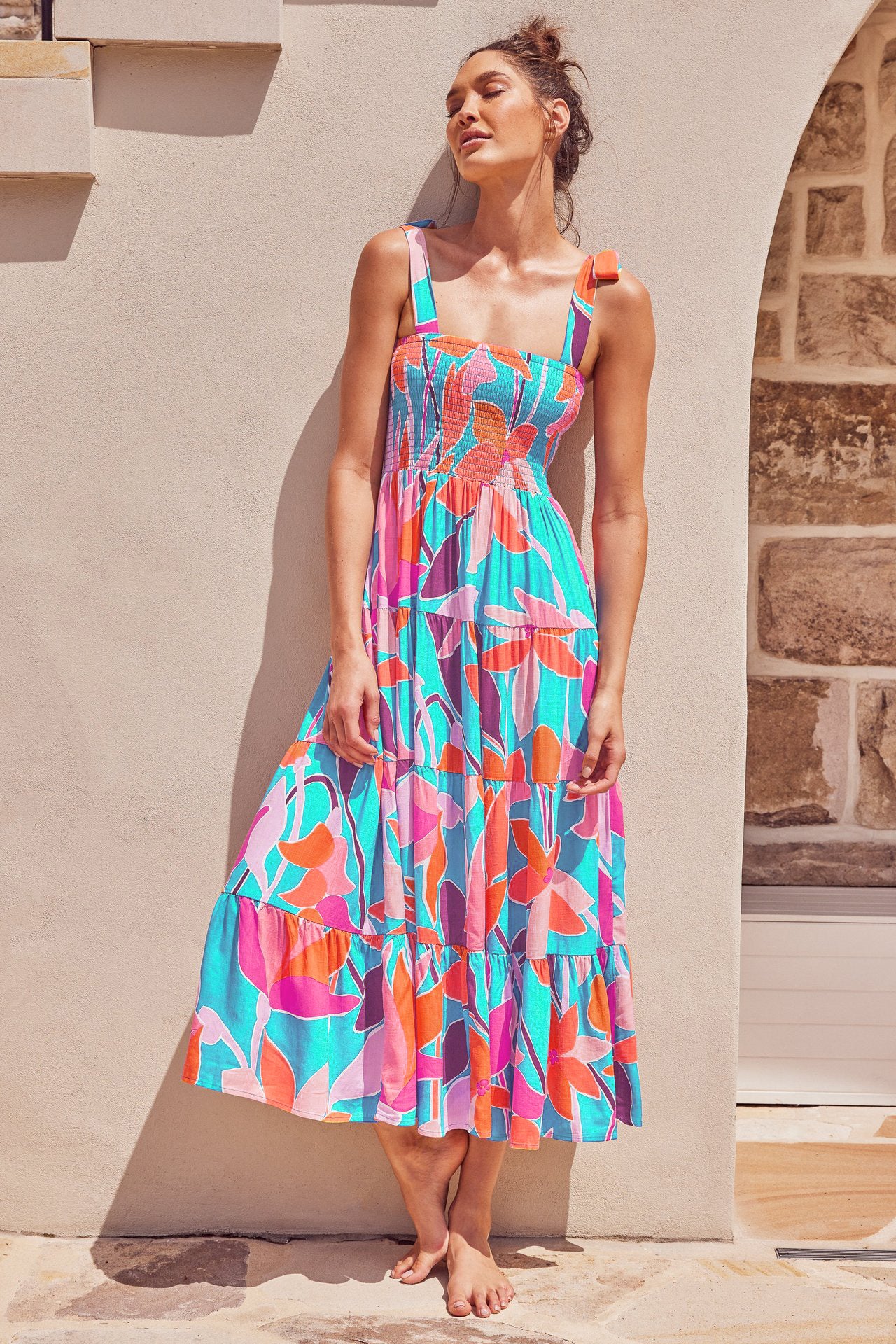 Summer Women's New Commuter Sleeveless Spice Print Long Halter Dress