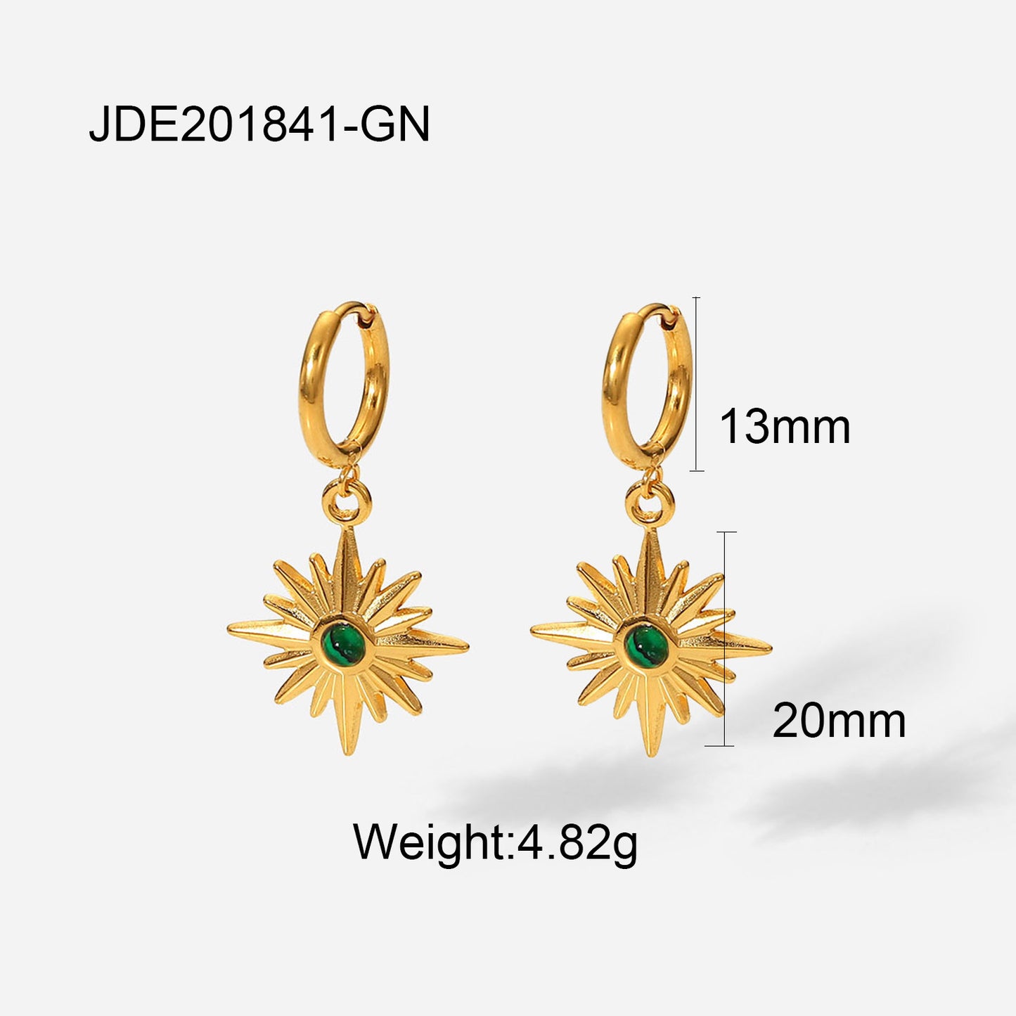 5pcs 18K Gold Plated Stainless Steel Earrings Jewelry Natural Stone Octet Star Pendant Ring Earrings For Women Jewelry