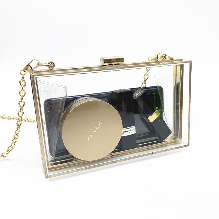 Acrylic Women's Bag Small Square Bag Summer Candy Color Transparent Box Bag Dinner Bag Chain Bag