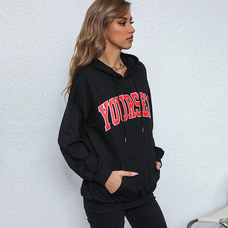 Autumn New Women's College Style Hooded Letter Hoodie Hoodie