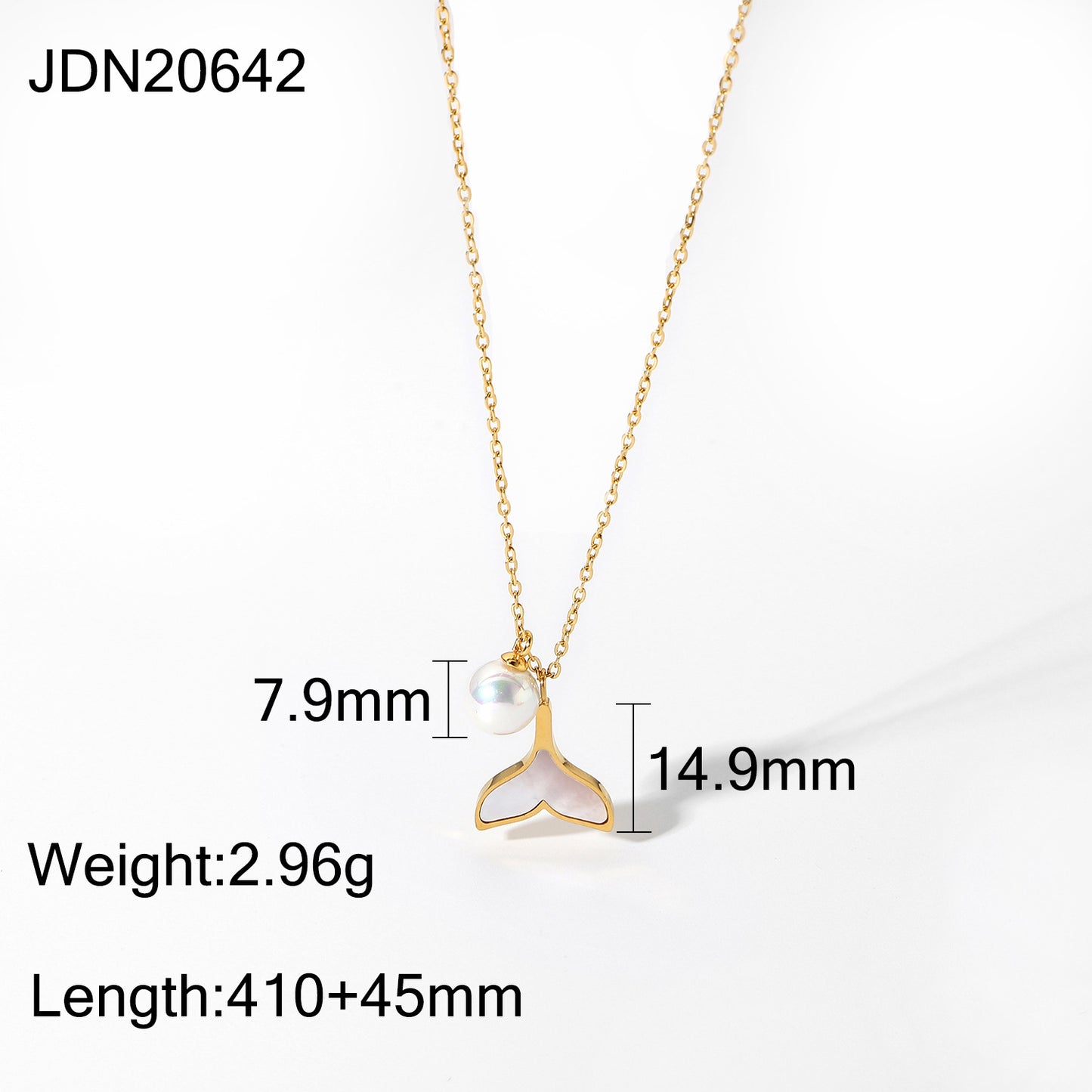 5pcs Blogger New Stainless Steel Necklace 14K Gold Shell Mermaid Pearl Pendant Necklace Women's Accessories